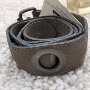 New KIM WHITE Grey Pewter Leather Belt